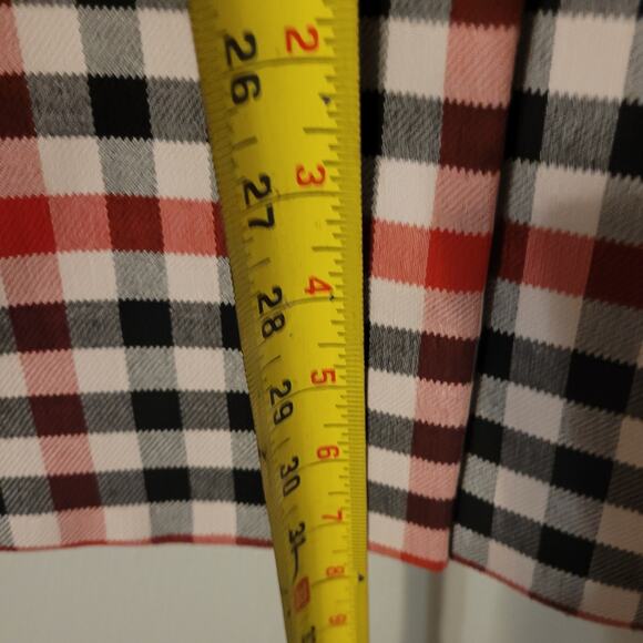 Karl Lagerfeld Paris Plaid‎ Double Breasted Plaid Blazer Womens 14 Leather Trim - Picture 6 of 8